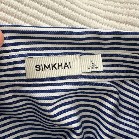 Simkhai Blue and White Striped Button-Up Shirt L - Picture 5 of 5